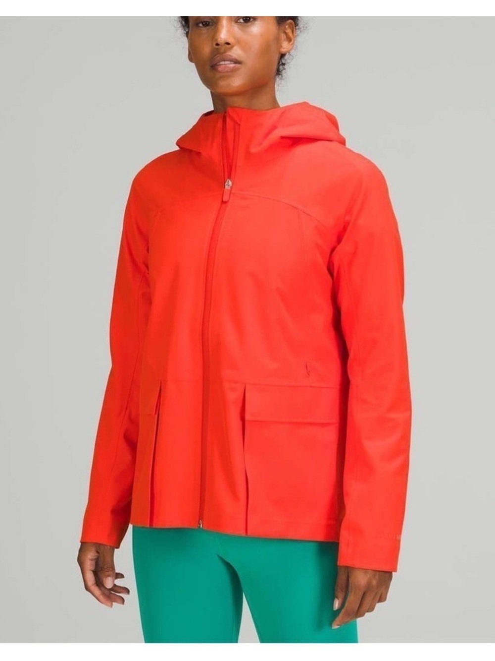 lululemon athletica StretchSeal relaxed fit rain jacket Hooded Autumn Red 6